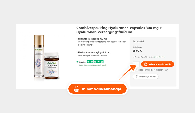 Plaats het gewenste product via deze knop in het winkelmandje.