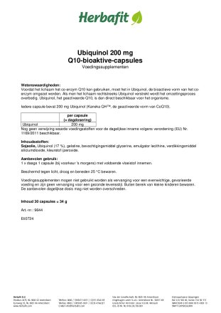 Ubiquinol 200 mg Q10-bioaktive-capsules 34 g
