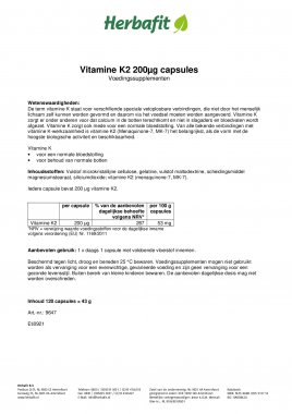 Vitamine K2 200µg capsules 43 g