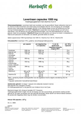 Levertraan capsules 1000 mg 237 g