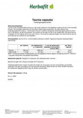 Taurine capsules 131 g