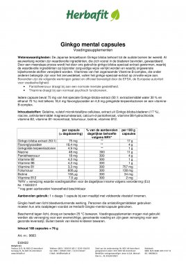 Ginkgo mental capsules 180 capsules