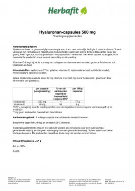 Hyaluronan capsules 500 mg 61 g
