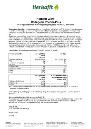 Herbafit Glow Collageen Poeder-Plus 400 g